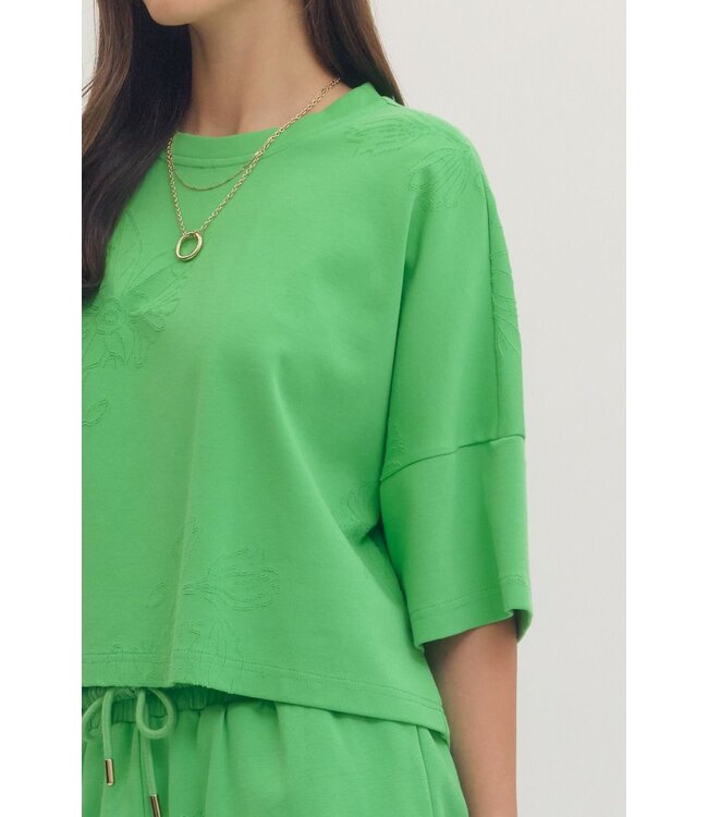 Aspen Green Floral Embroidered Top