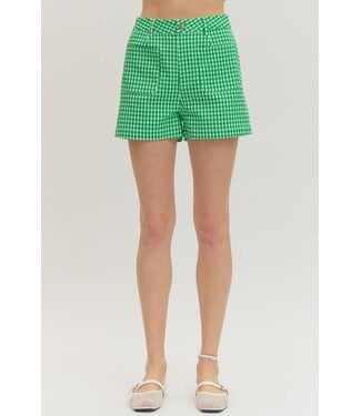 Entro Freya Green Gingham Shorts