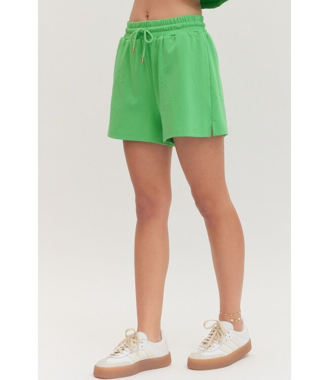 Isla Green Floral Embroidered Shorts