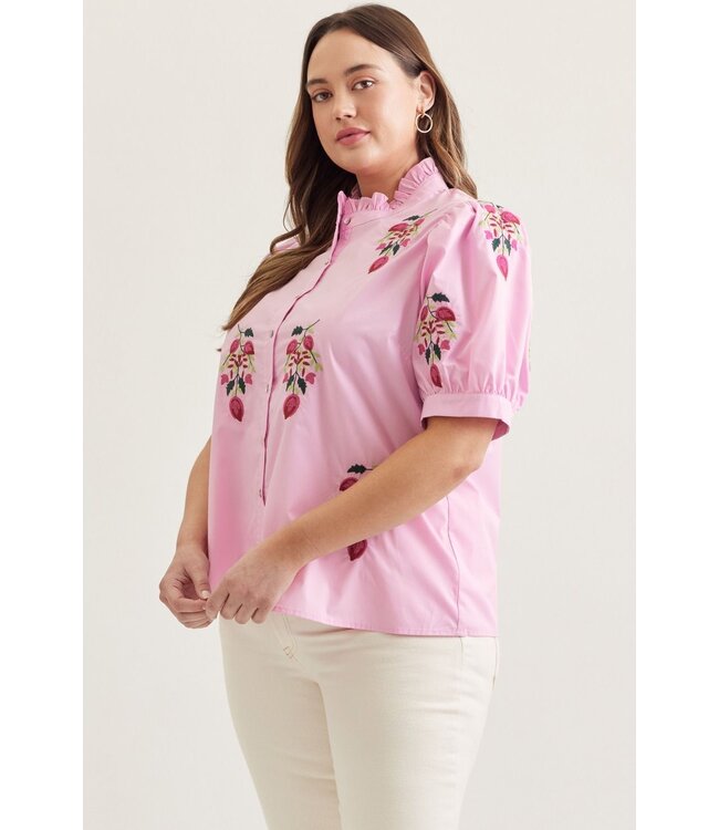 Nicole Baby Pink Floral Embroidered Top