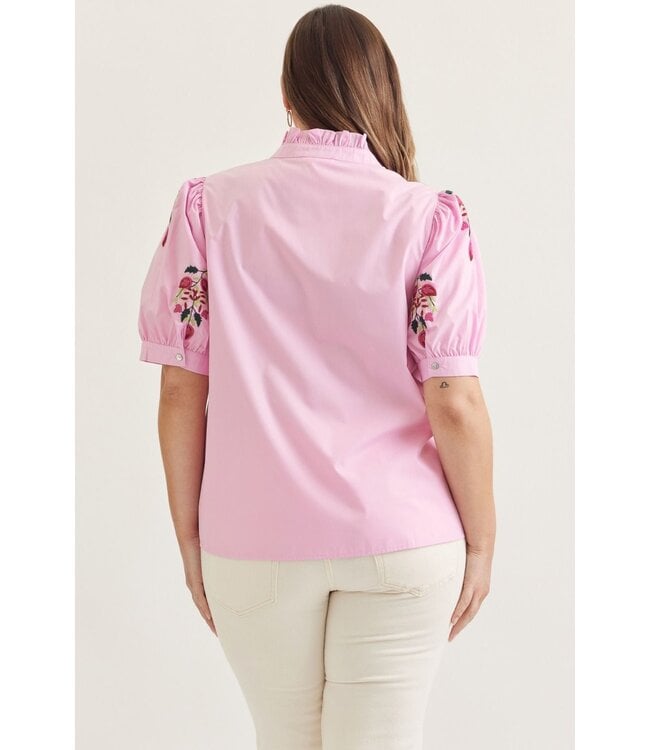 Nicole Baby Pink Floral Embroidered Top
