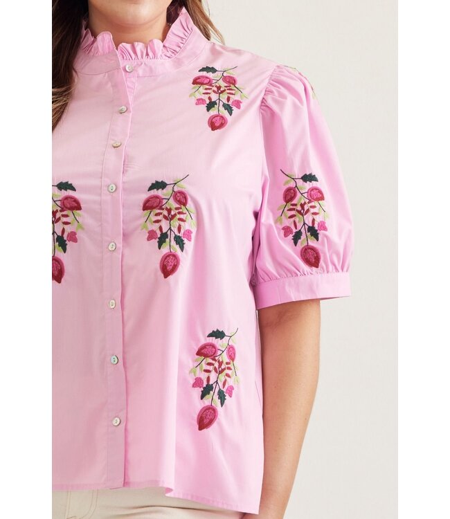 Nicole Baby Pink Floral Embroidered Top