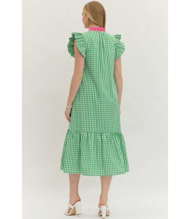 Michelle Green Gingham Midi Dress