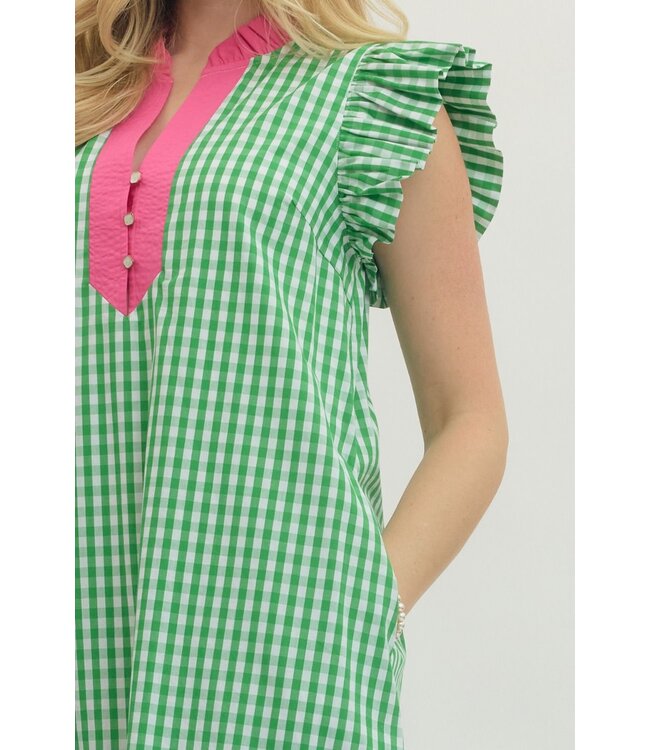Michelle Green Gingham Midi Dress