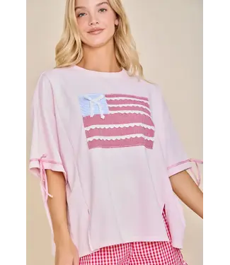Main Strip Patty Pink Patriotic Ribbon Patch Top