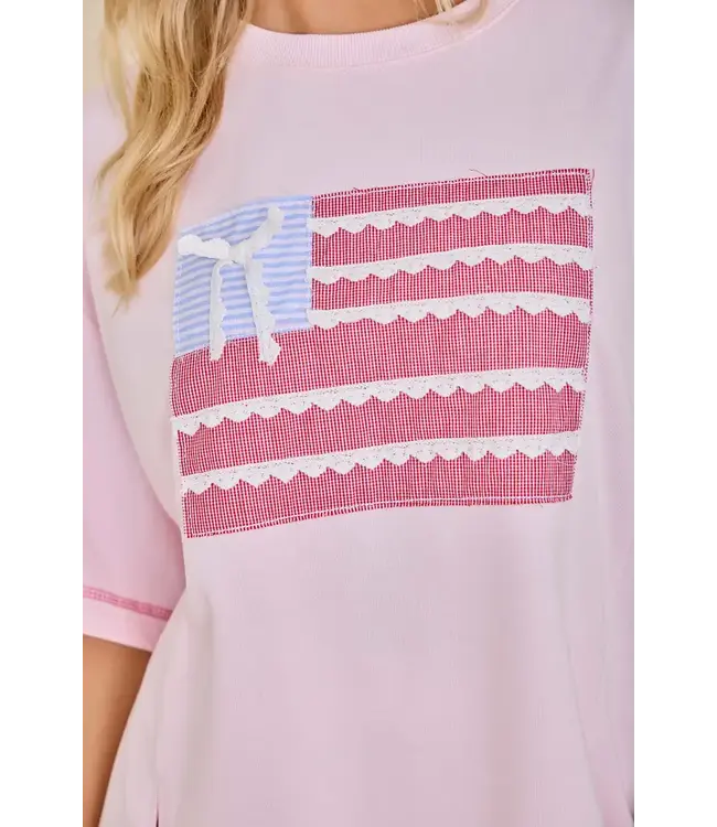 Patty Pink Patriotic Ribbon Patch Top