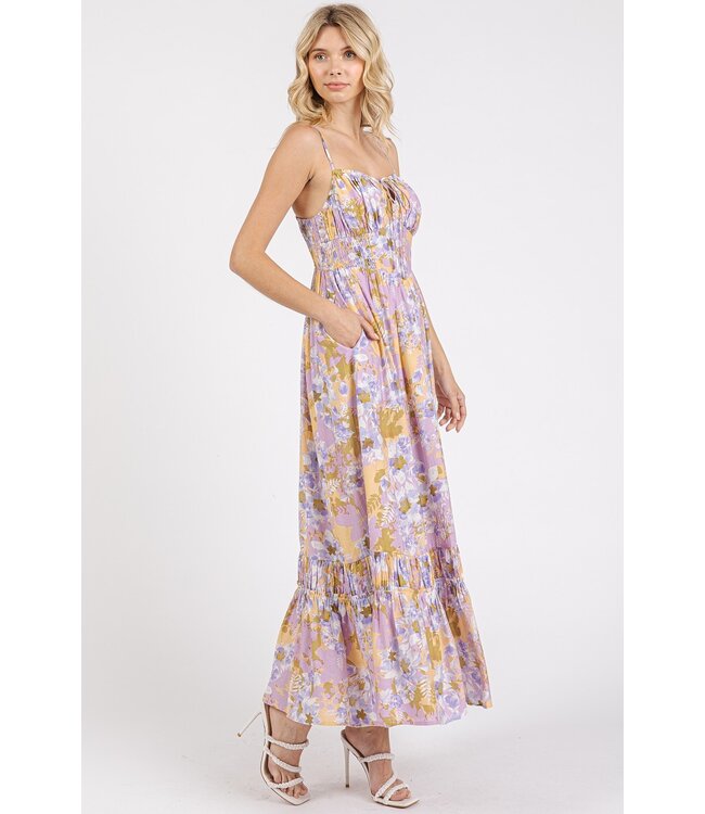 Ann-Clair Lavender Flower Maxi Dress