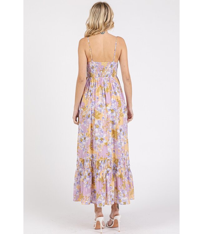 Ann-Clair Lavender Flower Maxi Dress