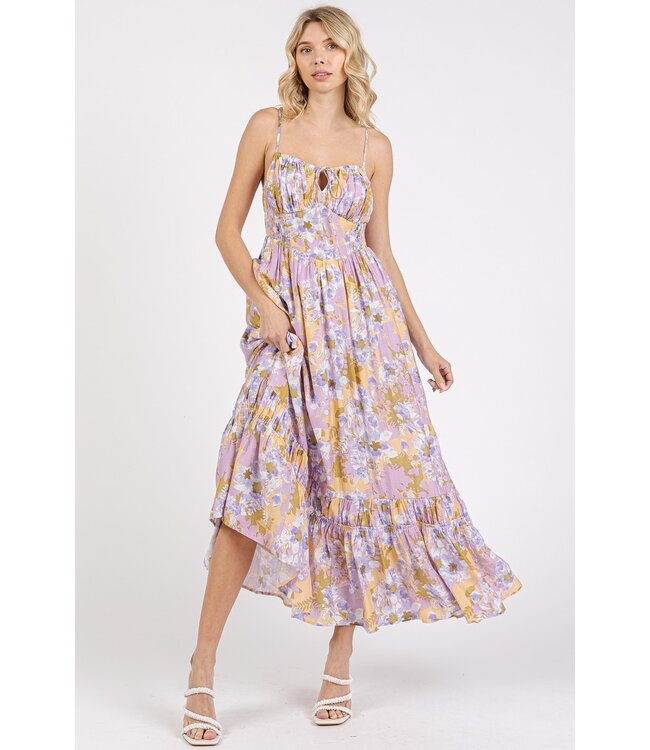 Ann-Clair Lavender Flower Maxi Dress