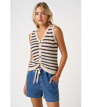 Mittoshop Carly Navy Striped Sweater Vest Top