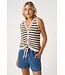 Carly Navy Striped Sweater Vest Top