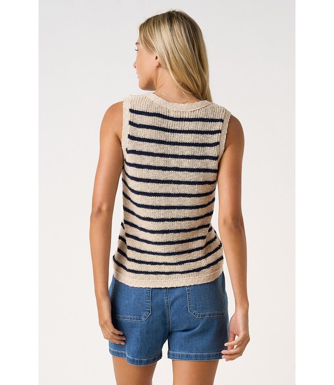 Carly Navy Striped Sweater Vest Top