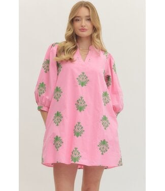 Entro Arora Pink Embroidered Dress