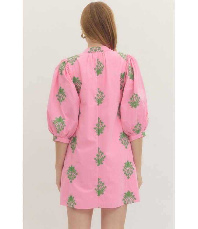 Arora Pink Embroidered Dress