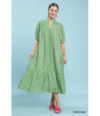 Serena Green Floral Midi Dress