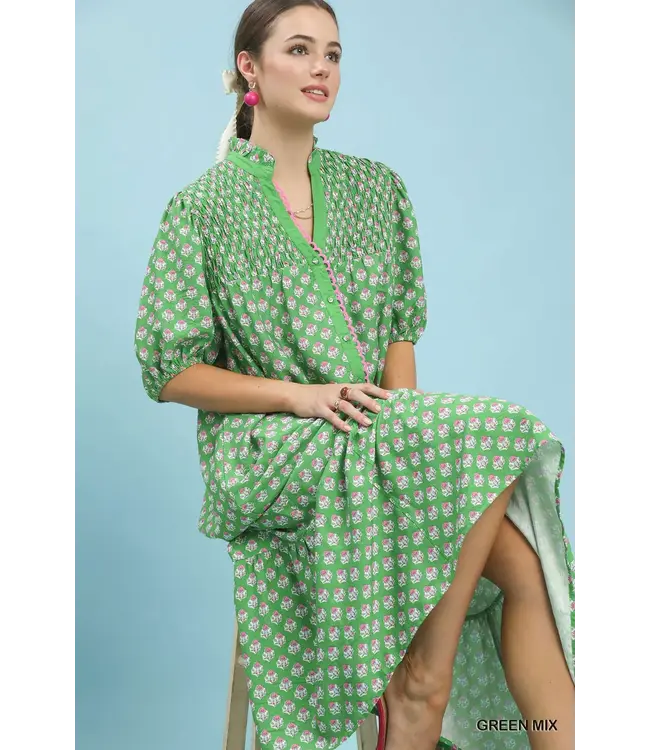 Serena Green Floral Midi Dress