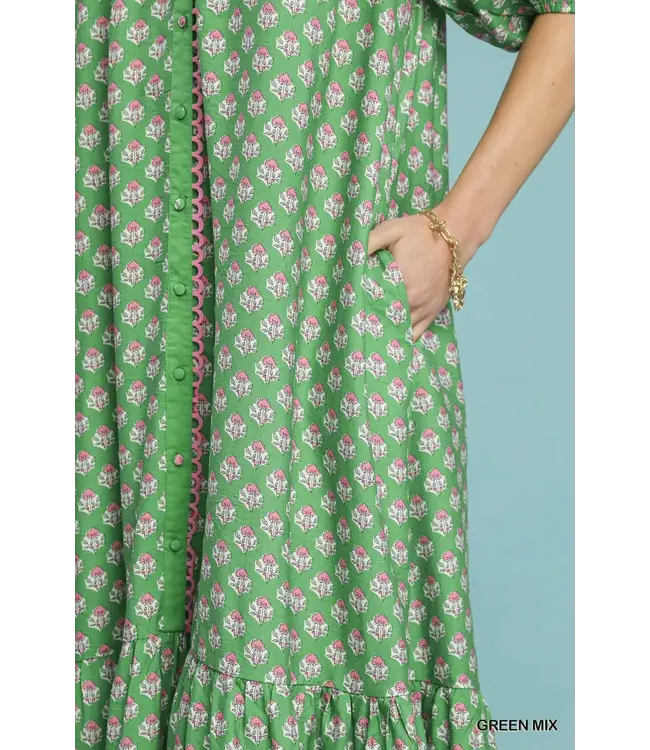 Serena Green Floral Midi Dress