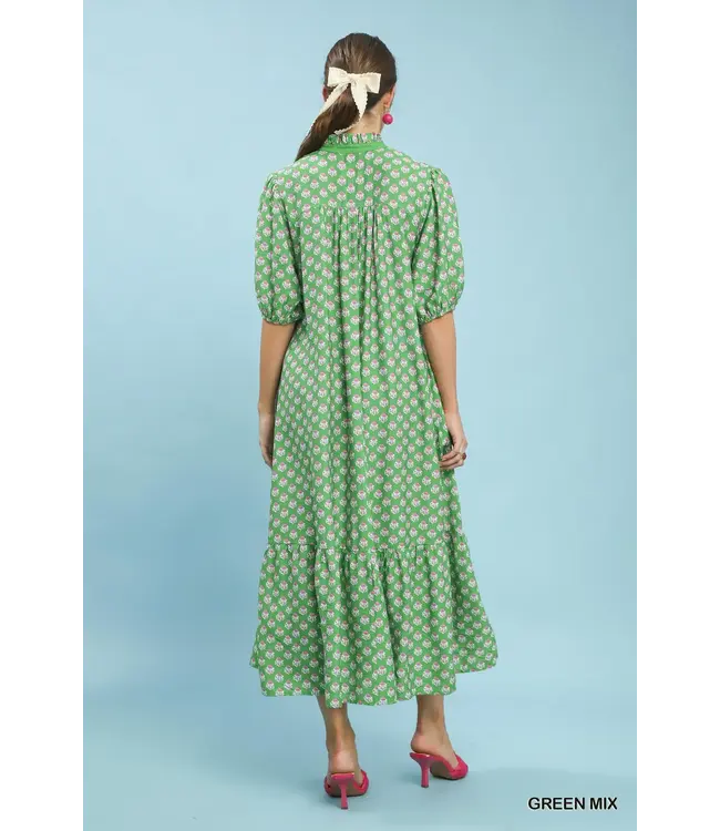 Serena Green Floral Midi Dress