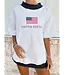Sarah Heather Gray Flag Embroidered Sweatshirt