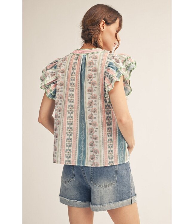 Eva Mauve Boho Floral Top