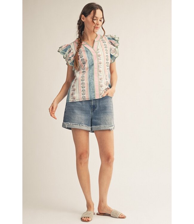 Eva Mauve Boho Floral Top