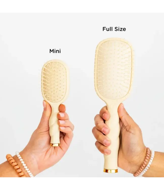 Teleties Tan Mini Detangler Hair Brush for Medium Hair