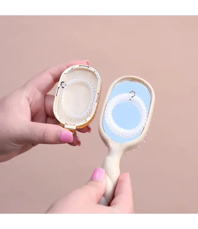 Teleties Tan Mini Detangler Hair Brush for Medium Hair