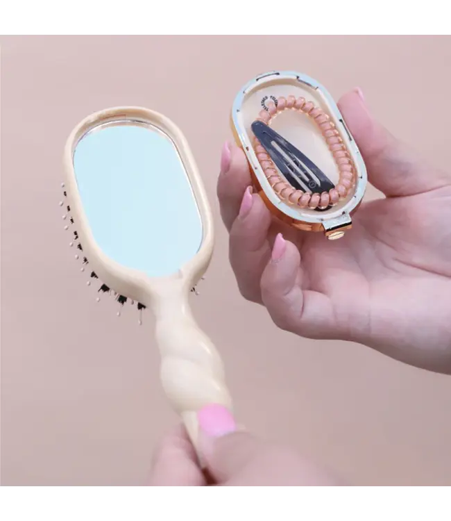 Teleties Tan Mini Boar Bristle Hair Brush