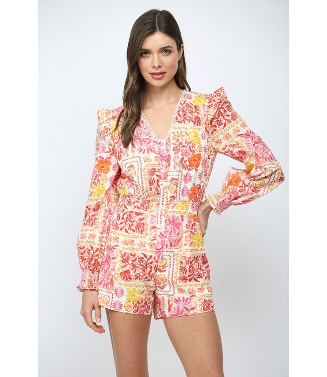 Maddie Floral Patchwork Romper