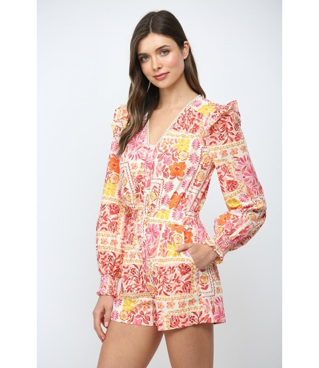 Maddie Floral Patchwork Romper