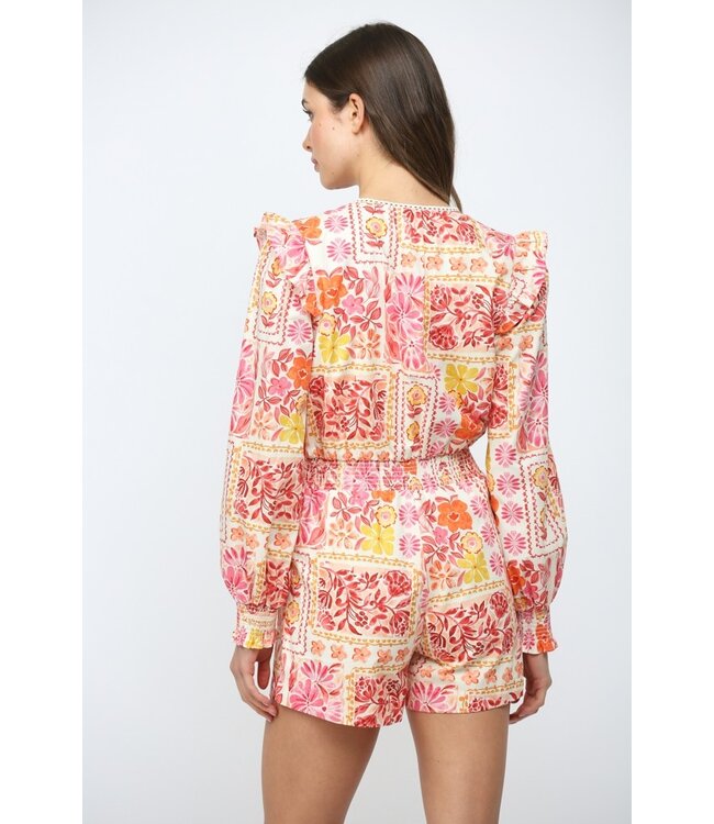 Maddie Floral Patchwork Romper