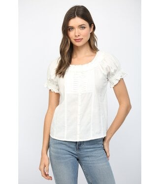 Fate Vivian White Pintuck Top