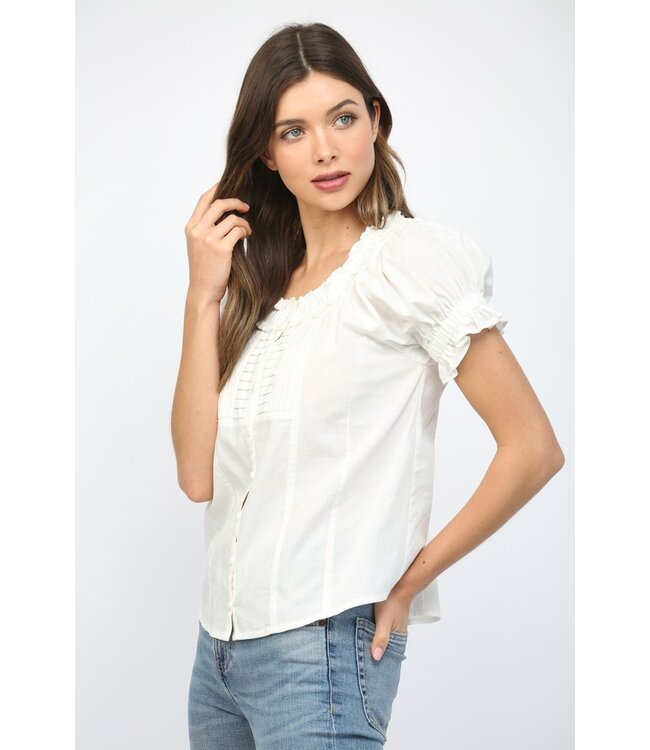 Vivian White Pintuck Top