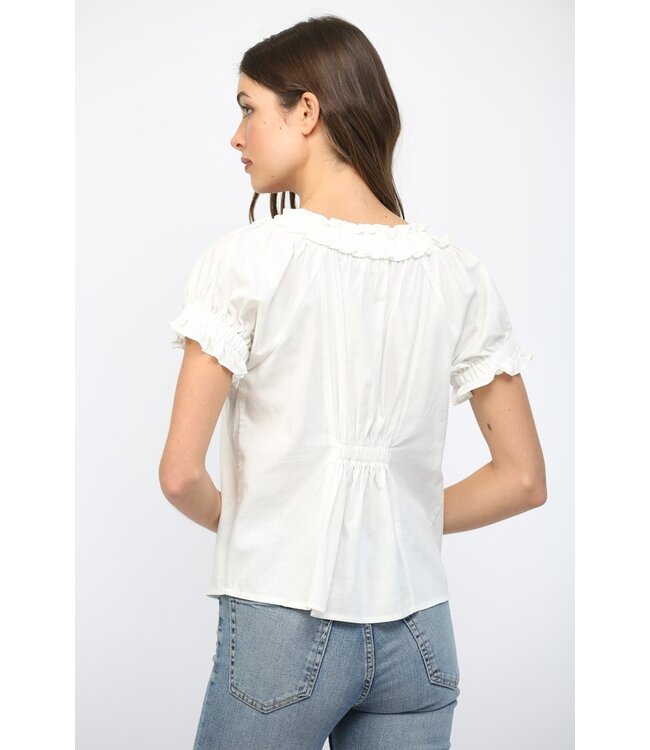 Vivian White Pintuck Top