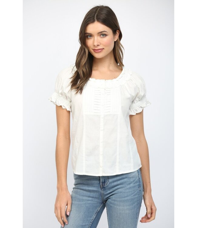 Vivian White Pintuck Top