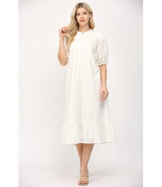 Fate Kylyne White Eyelet Midi Dress
