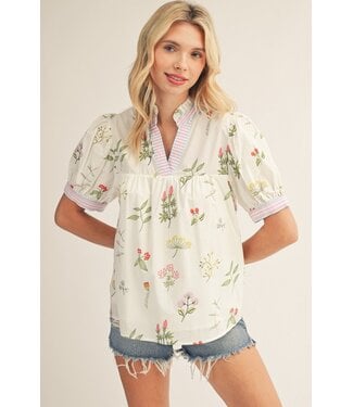 Jodifl Jodi Ivory Floral Babydoll Top