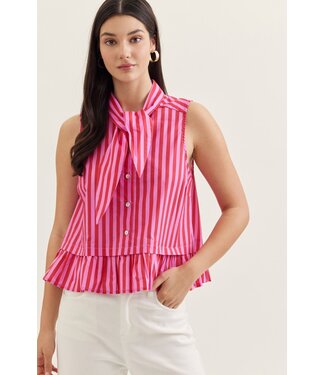 Entro Wren Pink Striped Peplum Top