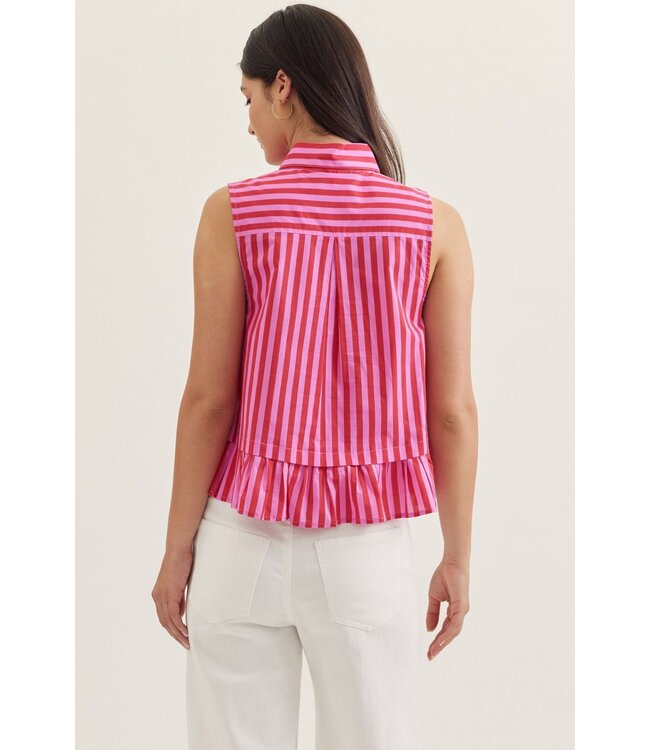 Wren Pink Striped Peplum Top