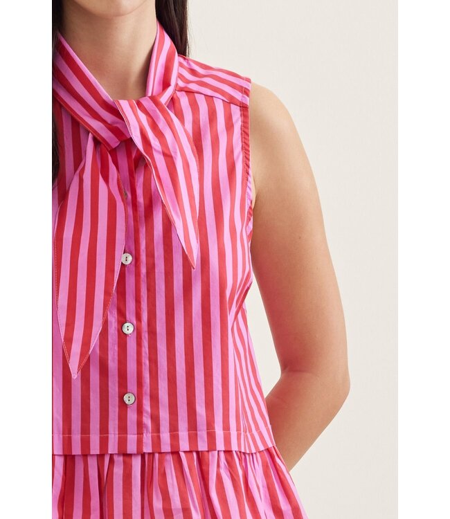 Wren Pink Striped Peplum Top
