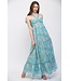 Cassy Turquoise Floral Halter Maxi Dress