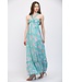 Cassy Turquoise Floral Halter Maxi Dress