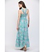 Cassy Turquoise Floral Halter Maxi Dress