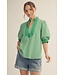 Cleverly Kelly Green Striped Top
