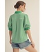 Cleverly Kelly Green Striped Top