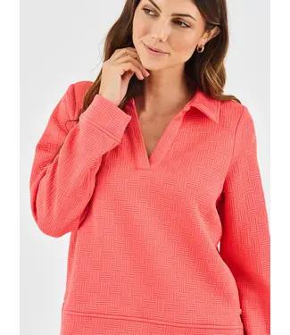 Lindsay Coral Jacquard Top