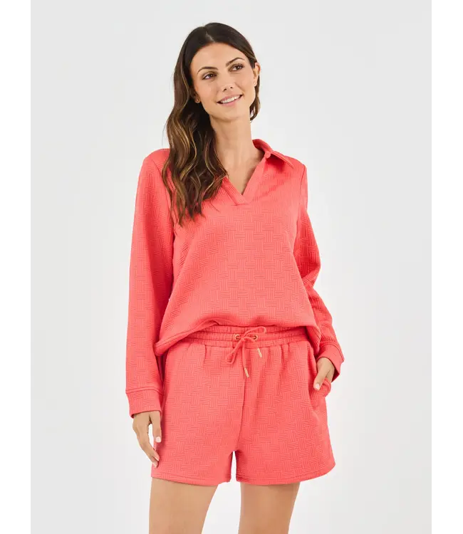 Lindsay Coral Jacquard Top