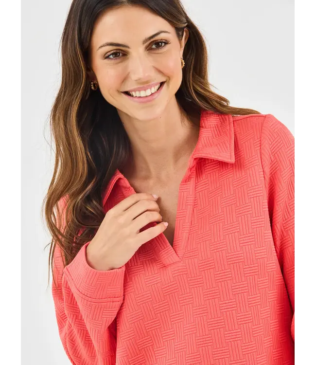 Lindsay Coral Jacquard Top