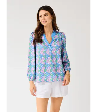 Gianna Blue Vintage Posies Top