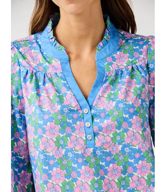 Gianna Blue Vintage Posies Top